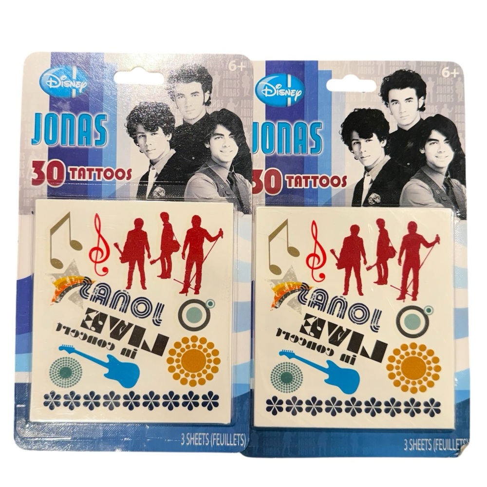 Vintage Jonas Brothers tattoo packs X2 30 each Y2K Disney New sealed